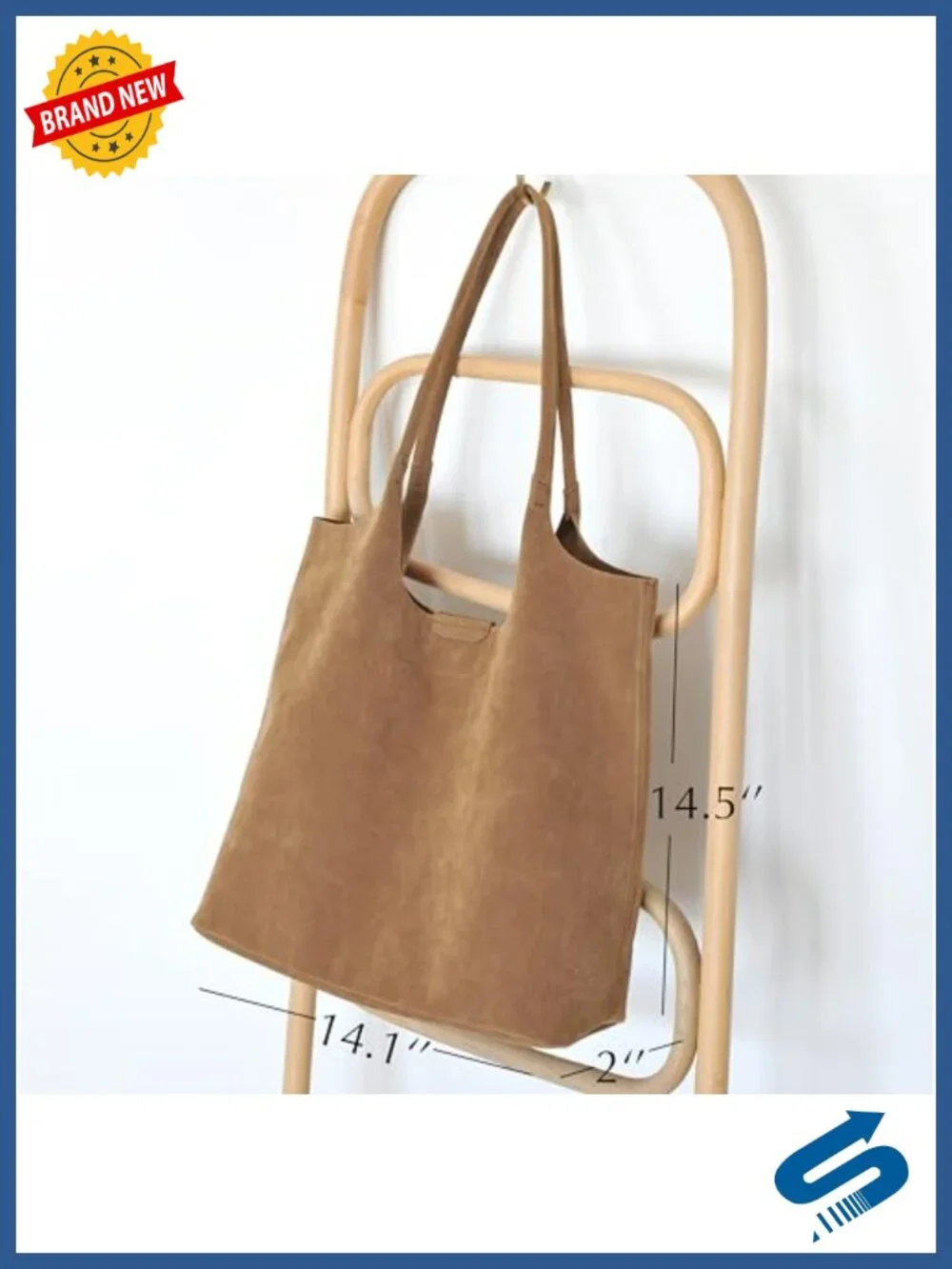 Faux Suede Tote Bag - Magnetic Closure Hobo Handbag, Vegan Leather Purse